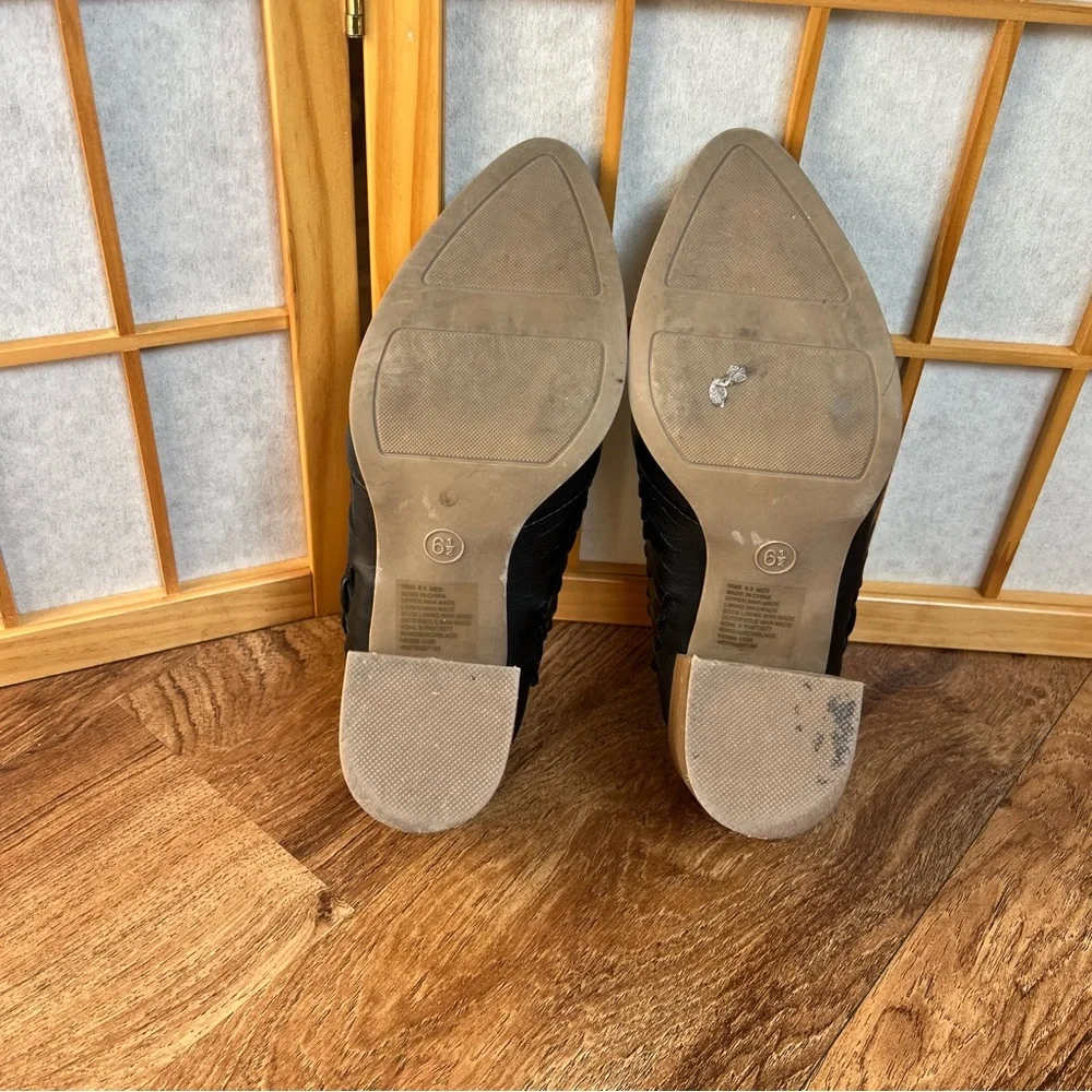 LC Lauren Conrad Woven Mule Heels Black Pointed Toe Size 6.5 - Picture 8 of 11